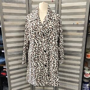 Cozy Fleece Leopard Print Button-Up Lightweight Coat | Z Studio | 4X